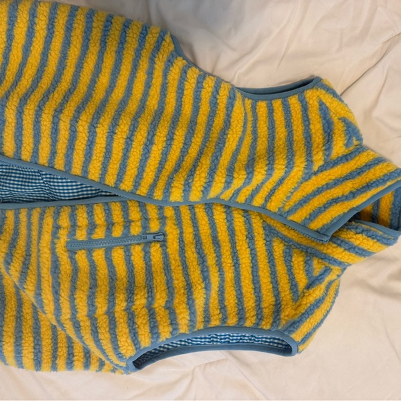 Striped Yellow and Blue Fleece Vest - Picture 7 of 10
